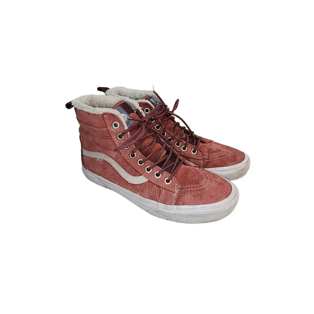 Vans Off the Wall red high tops Faux Fur lined men's 7.5 women's 9